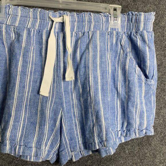Blue Striped High Waist Women Shorts - Picture 3 of 8